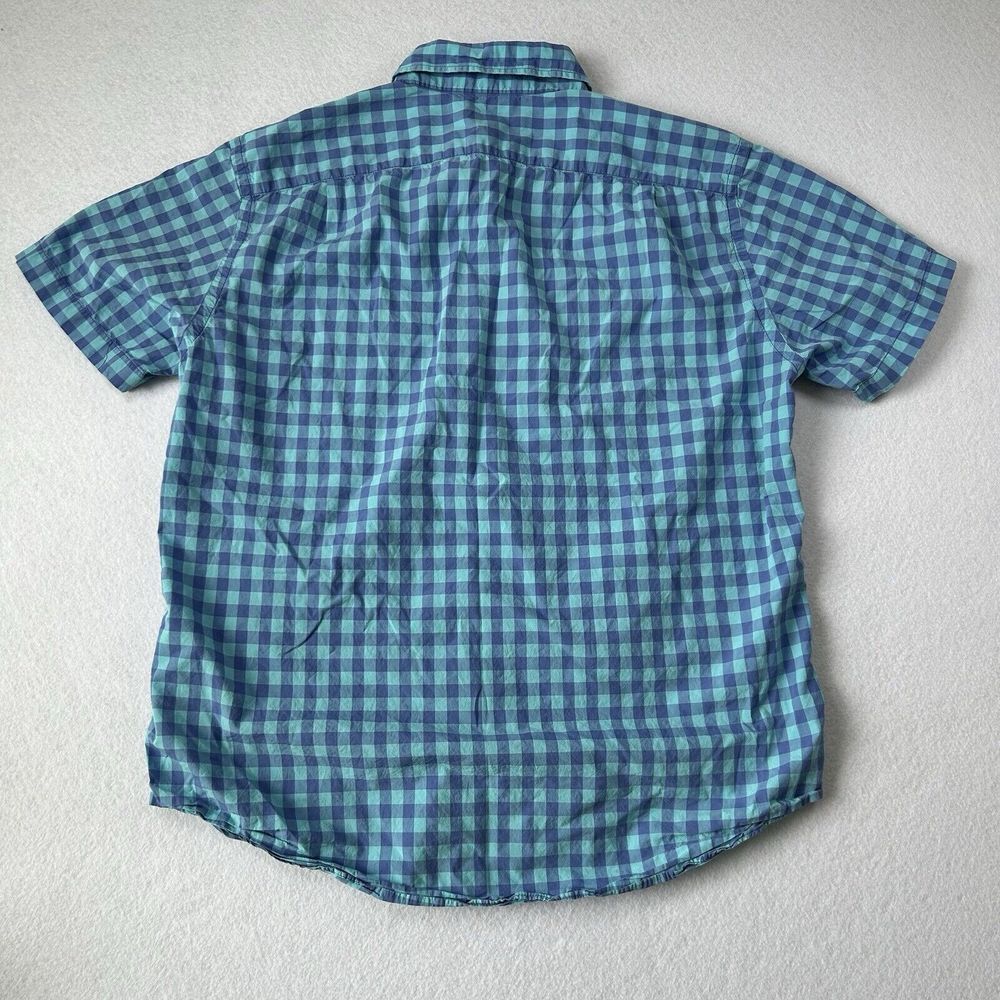 J Crew Shirt Men's Large Blue Light Weight Window Pane Plaid Cotton Button‎ Down - Picture 5 of 8